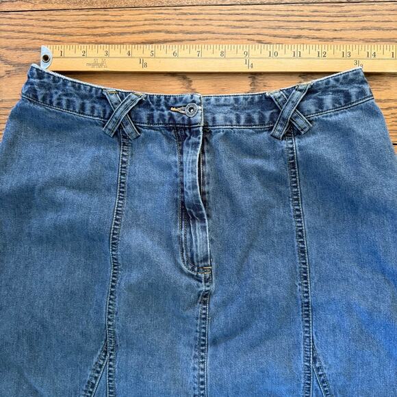 Y2K Vintage Denim Skirt Size 10 High Waist A-Line Midi 90s Cottage Boho - Picture 7 of 8